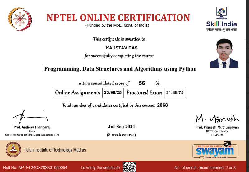 Programming, Data Structures and Algorithms using Python